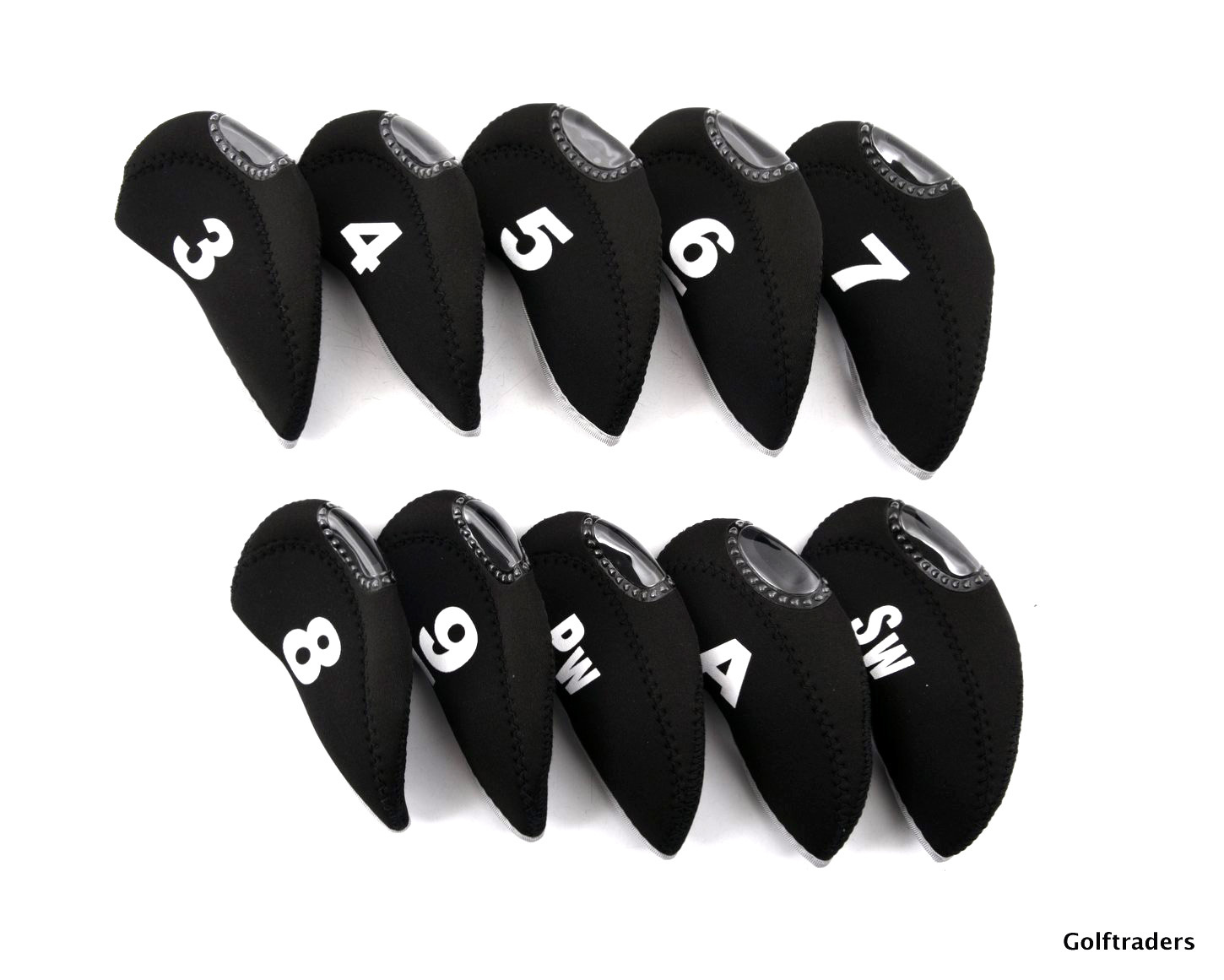 New Iron Head Covers Set - 10 Pieces - Black / Black H3360